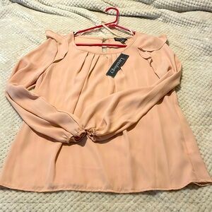 Blush Pink Long Sleeve Chiffon Blouse